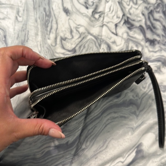 COACH Signature PVC Double Corner Zip Wristlet in Black Smoke/Black - Picture 3 of 7